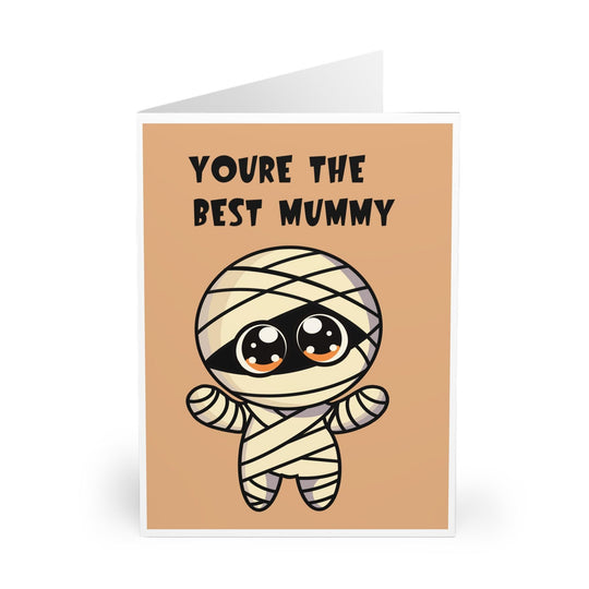 Cute mummy character illustration with the phrase &