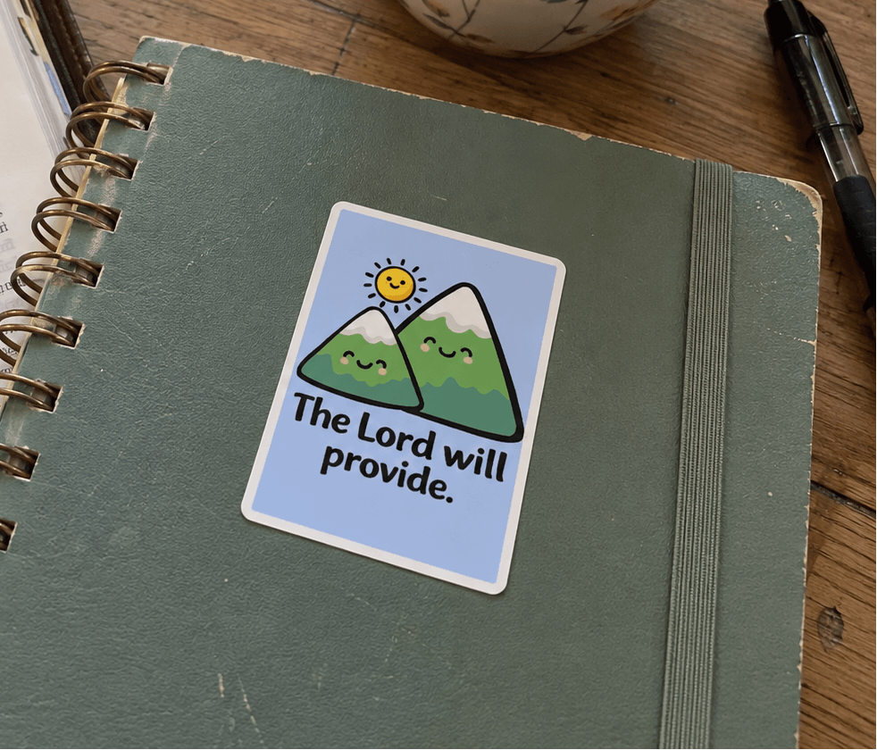 A green spiral-bound notebook with a sticker that reads &