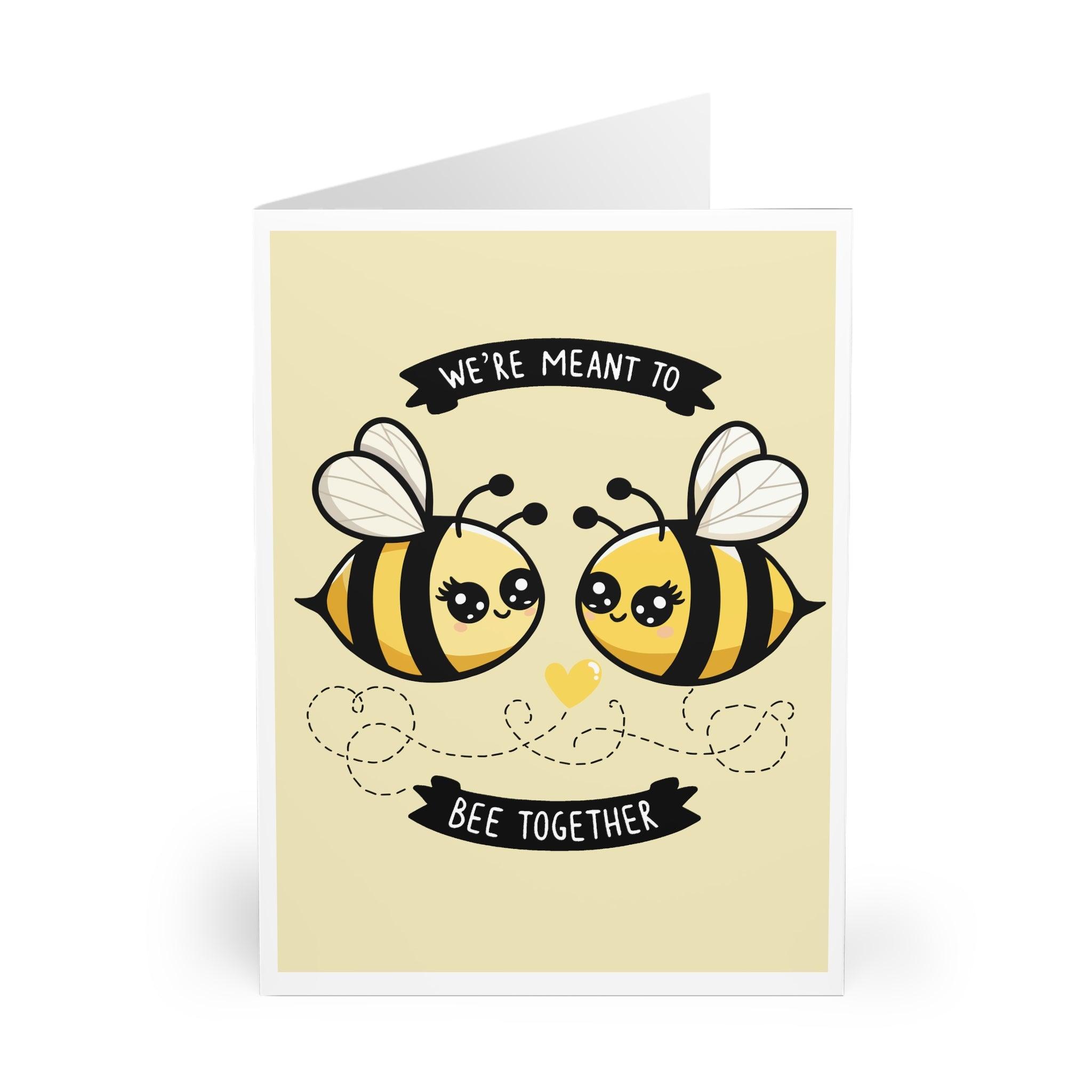 weet card with two bees and the phrase 'We’re Meant to Bee Together.' A cute and punny card to show someone how much they mean to you - Baby Keo.