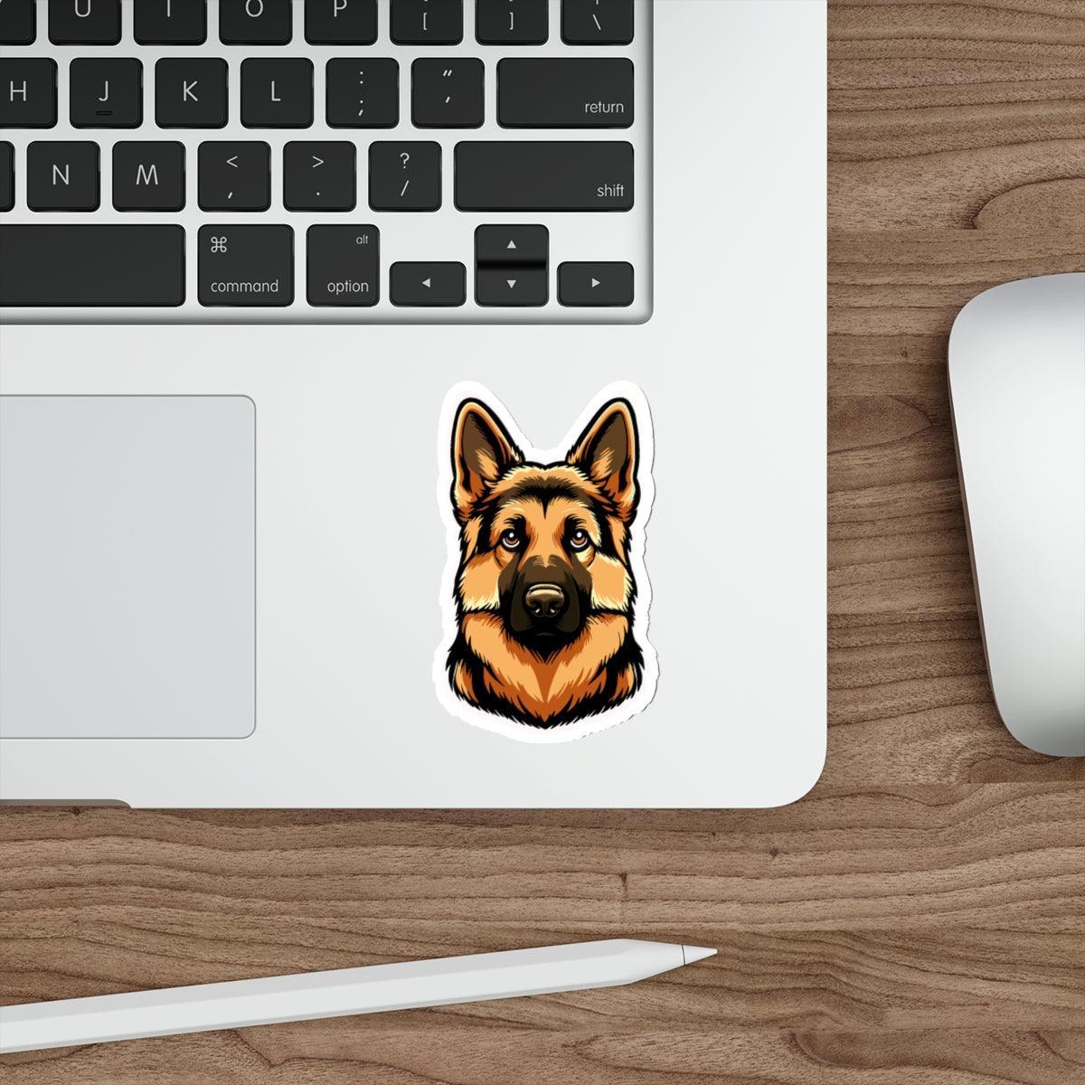 Adorable German Shepherd waterproof sticker, perfect for dog lovers. Baby Keo.