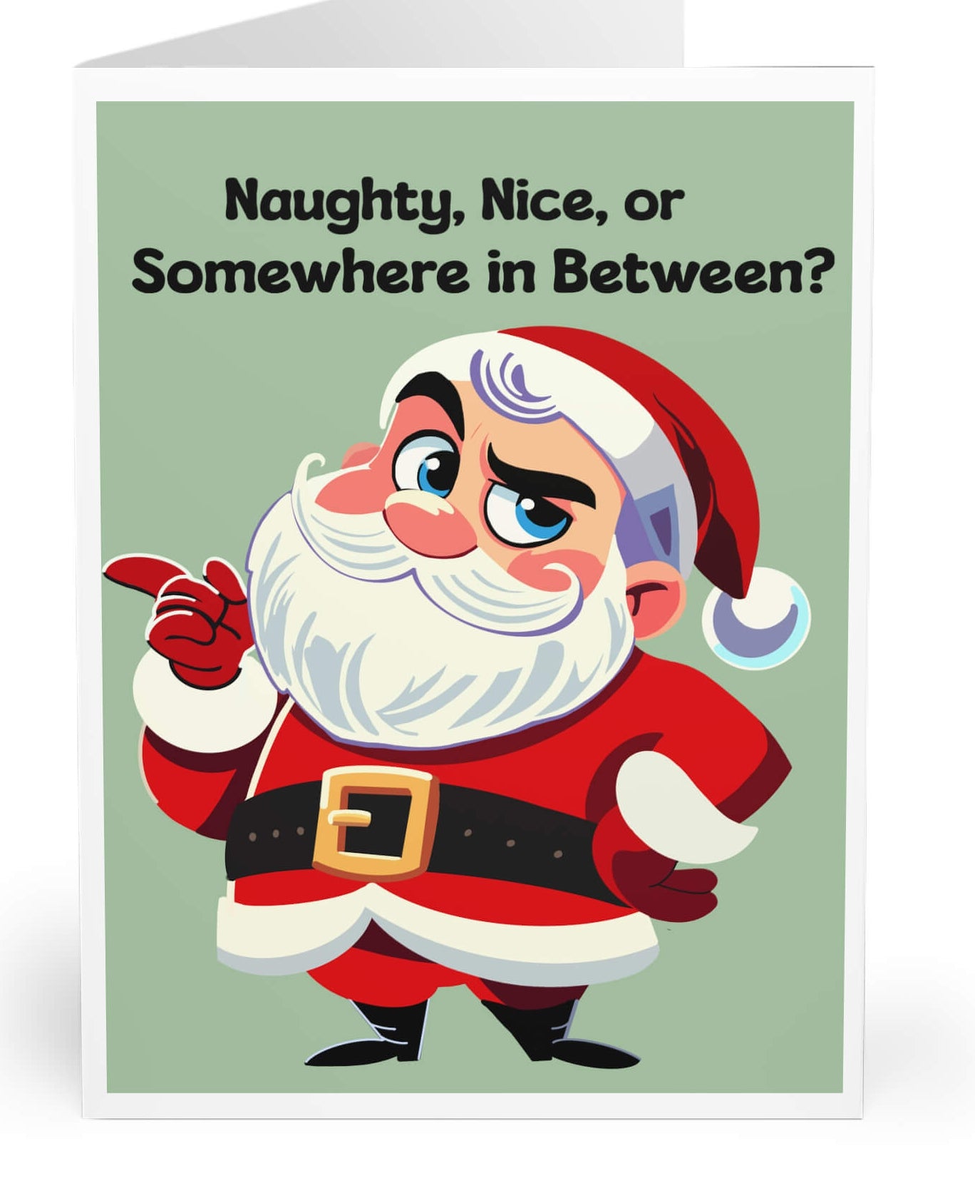 Funny Christmas card with Santa asking 'Naughty, Nice, or Somewhere in Between?' Perfect for those with a playful side during the holidays. Featuring a skeptical Santa illustration, this card is ideal for spreading humor and holiday cheer to friends and family. Available in A5, a4 and A6 sizes."
This description emphasizes the card’s humor and relatability, making it a standout for customers looking to bring a playful twist to holiday greetings.





