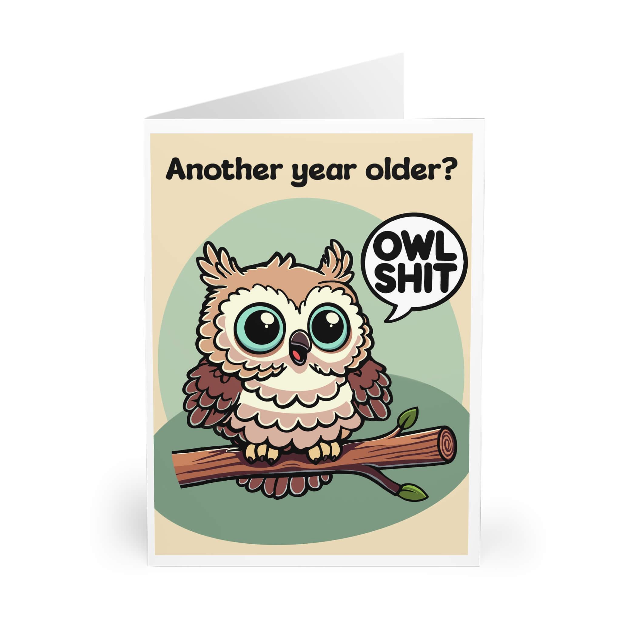 Hilarious owl pun birthday card with a quirky design, available in A5, A6, and 5x7 sizes, perfect for friends, family, and owl lovers.