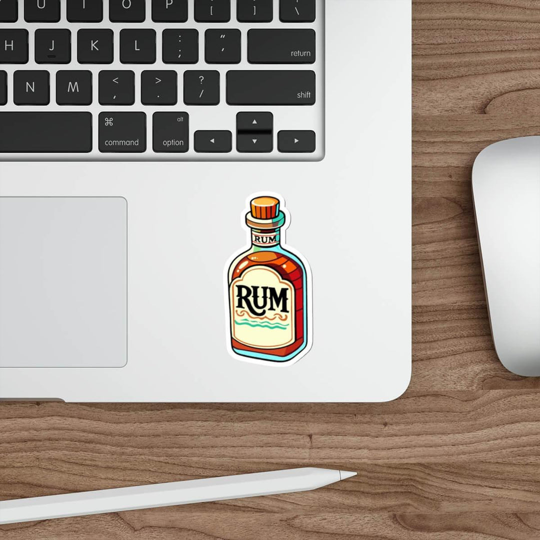 A vibrant sticker featuring a colorful illustration of a rum bottle, perfect for decorating laptops, notebooks, and more. Available as a single sticker, a pack of 3, or a pack of 6.