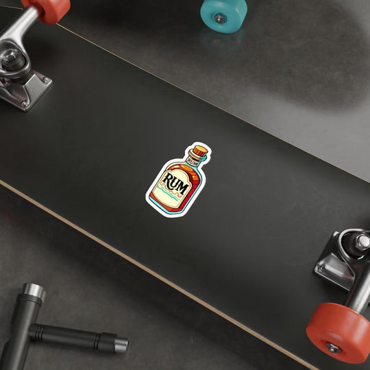 A vibrant sticker featuring a colorful illustration of a rum bottle, perfect for decorating laptops, notebooks, and more. Available as a single sticker, a pack of 3, or a pack of 6.