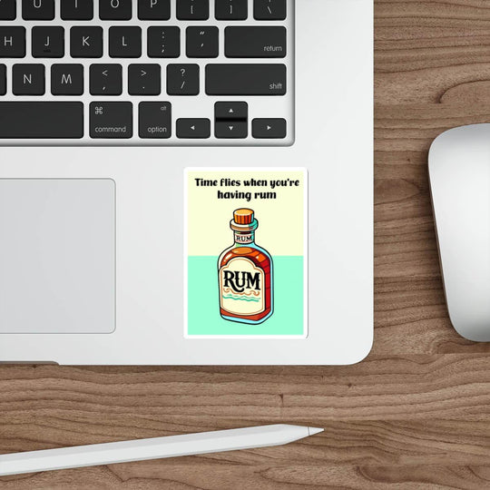 A vibrant sticker featuring a colorful illustration of a rum bottle, perfect for decorating laptops, notebooks, and more. Available as a single sticker, a pack of 3, or a pack of 6.
