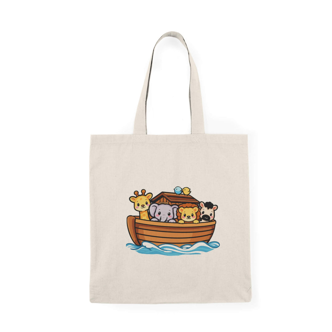 Noah’s Ark tote bag with cute animals kawaii pastel illustration
