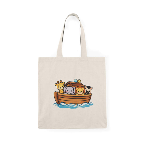 Noah’s Ark tote bag with cute animals kawaii pastel illustration