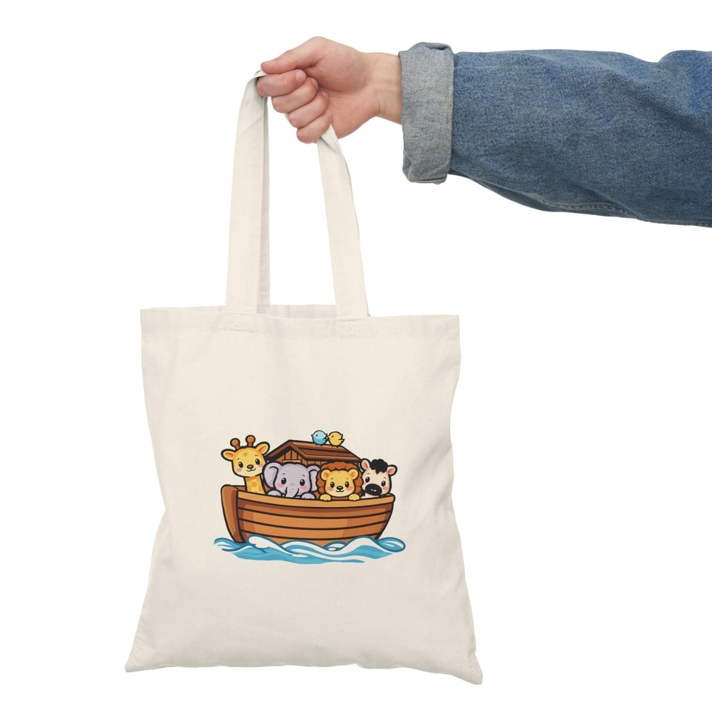 Noah’s Ark tote bag with cute animals kawaii pastel illustration