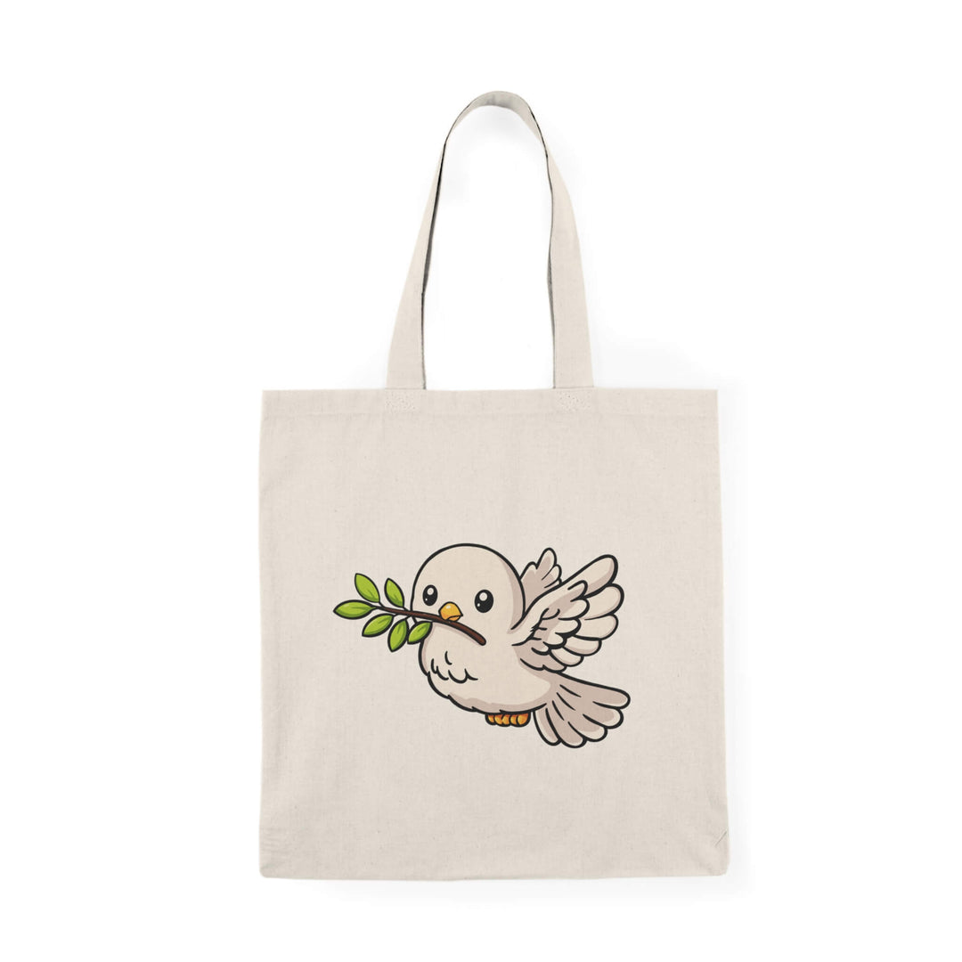 Minimalist dove tote bag with olive branch cute kawaii design
