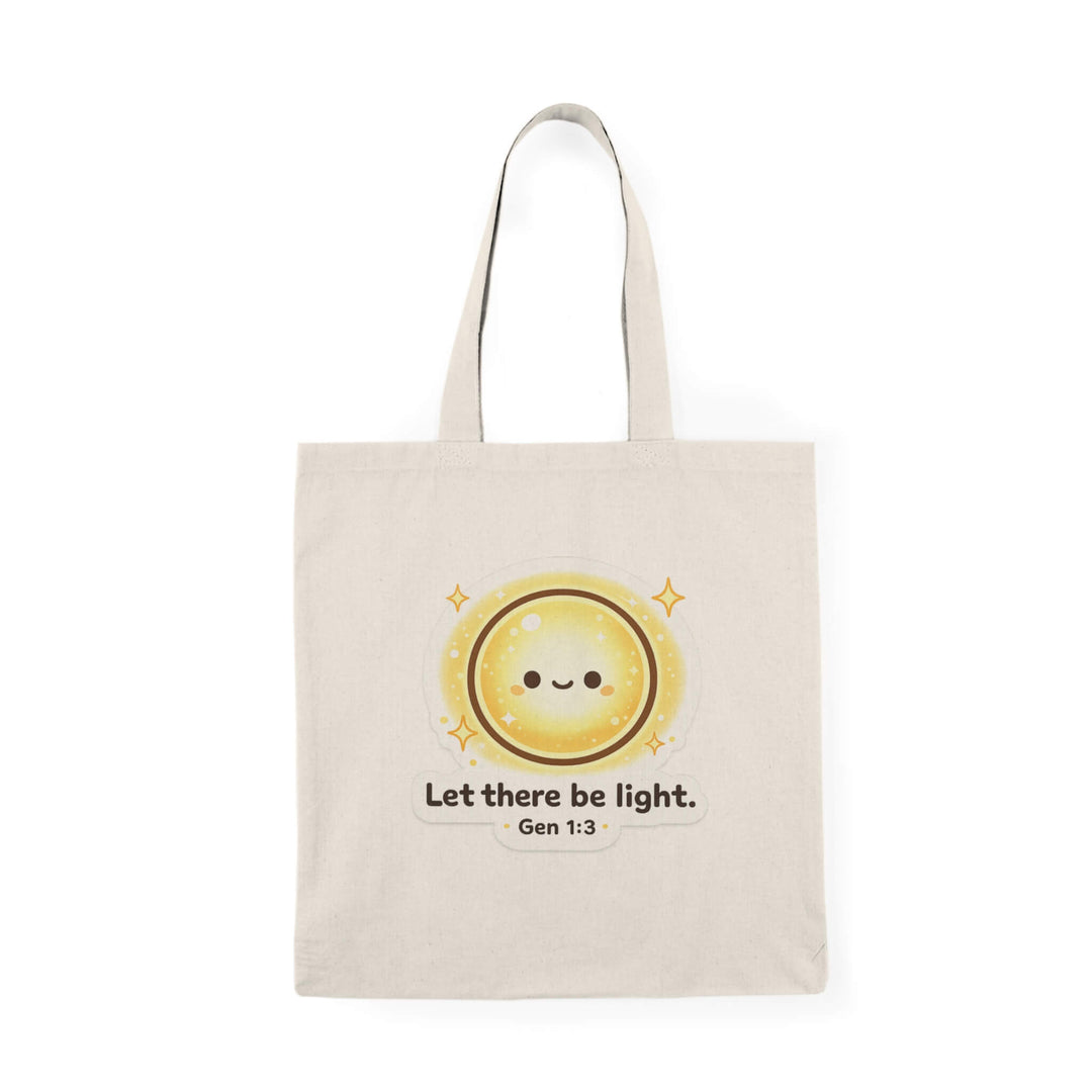 Let there be light tote bag with cute sun Genesis 1:3 design