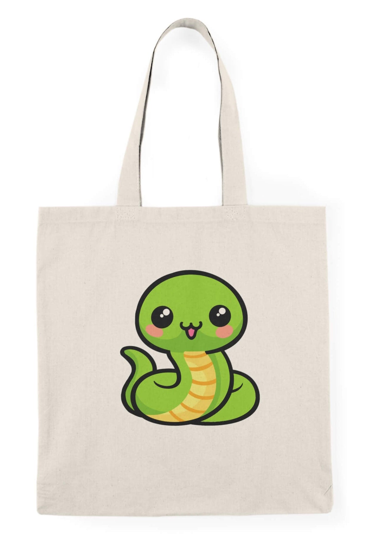 Cute green snake tote bag kawaii cartoon animal design