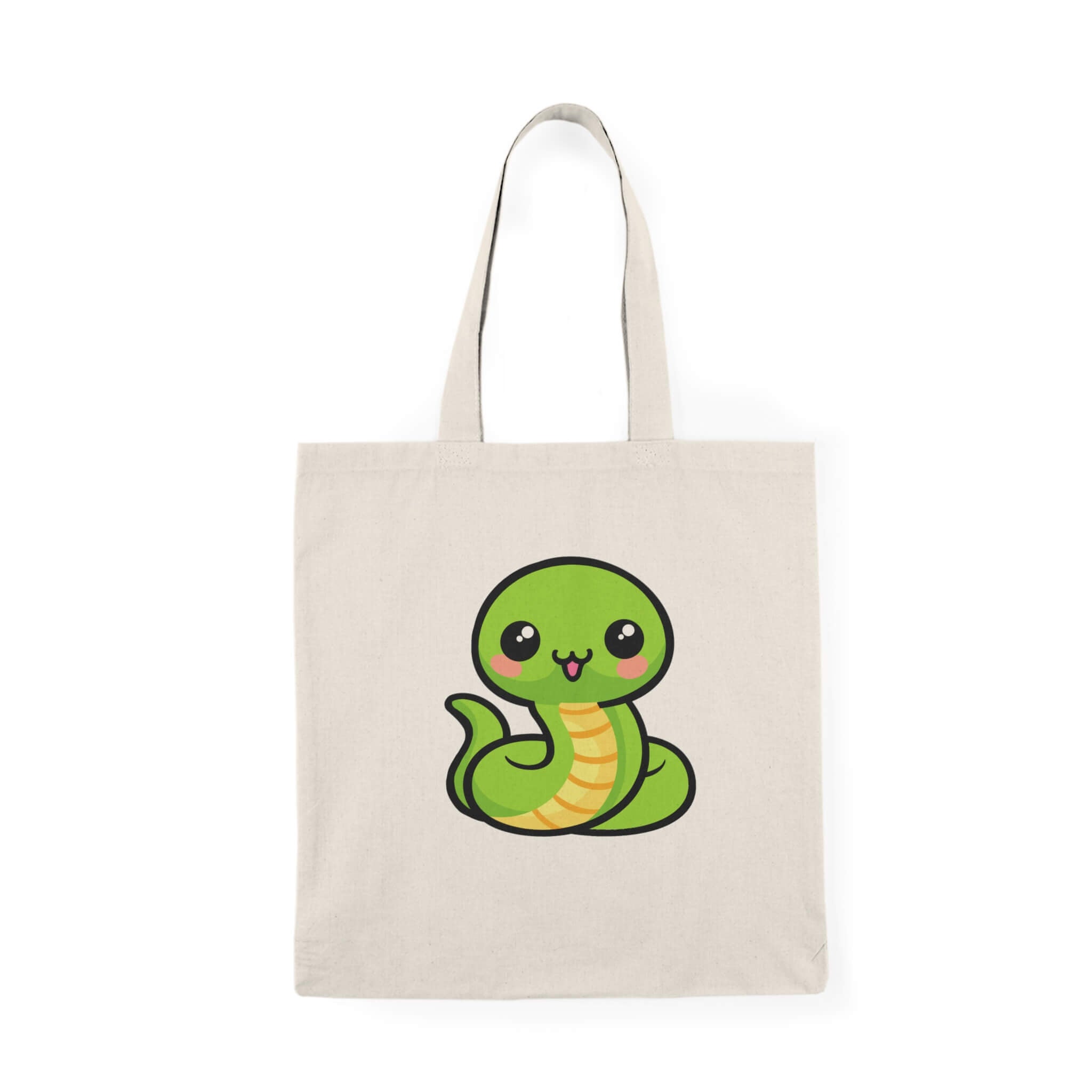 Cute green snake tote bag kawaii cartoon animal design