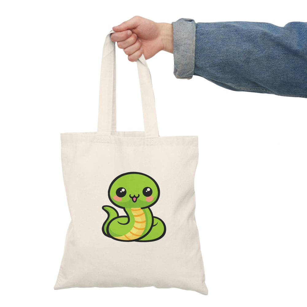Cute green snake tote bag kawaii cartoon animal design