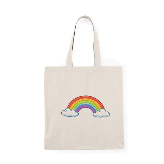 Cute rainbow tote bag with clouds colourful kawaii design