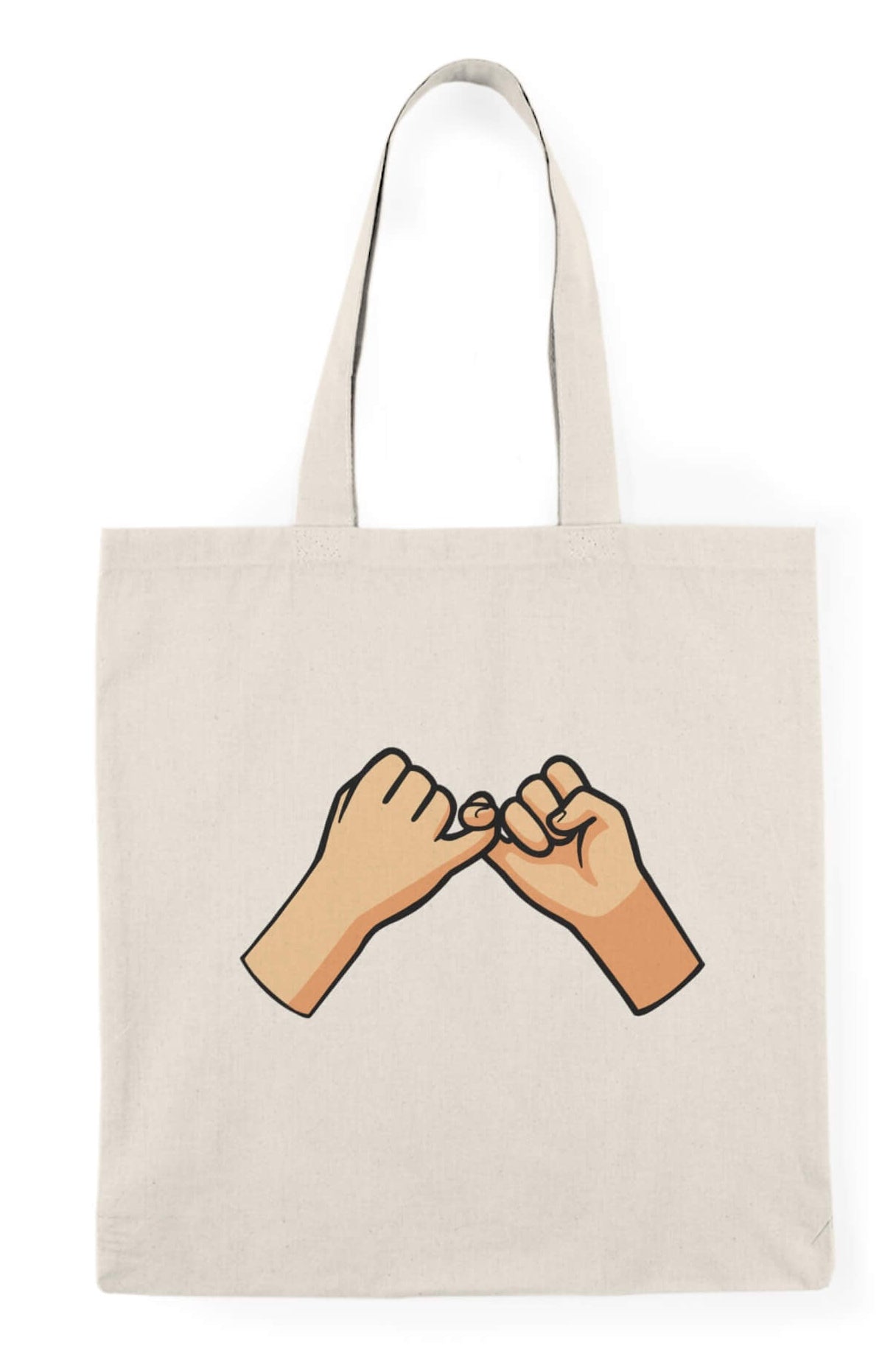Pinky promise tote bag minimalist hands illustration aesthetic design