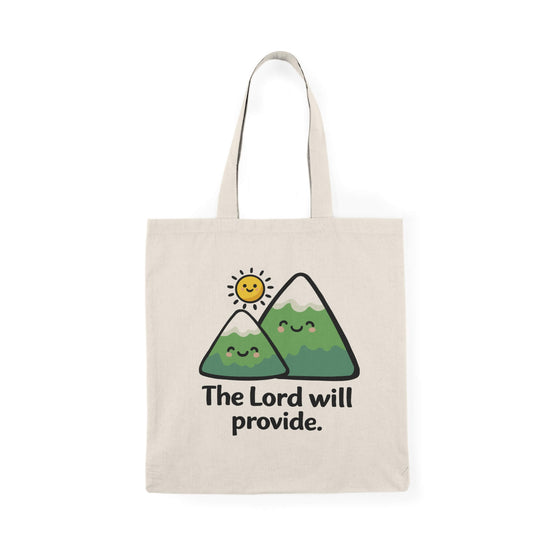 Tote bag with mountains and sun design and &