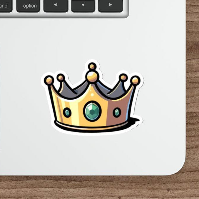 A playful waterproof sticker of a cartoon crown, adding a regal touch to your favorite items KEOLIX 