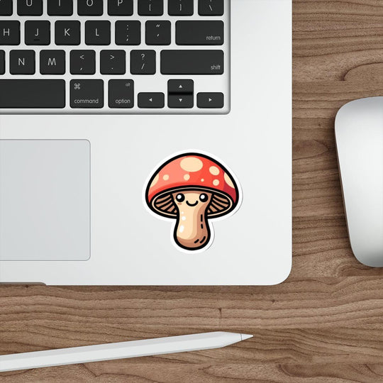 A cute waterproof sticker featuring a cartoon mushroom, ideal for nature lovers or anyone who enjoys adding a bit of woodland charm to their items  KEOLIX 