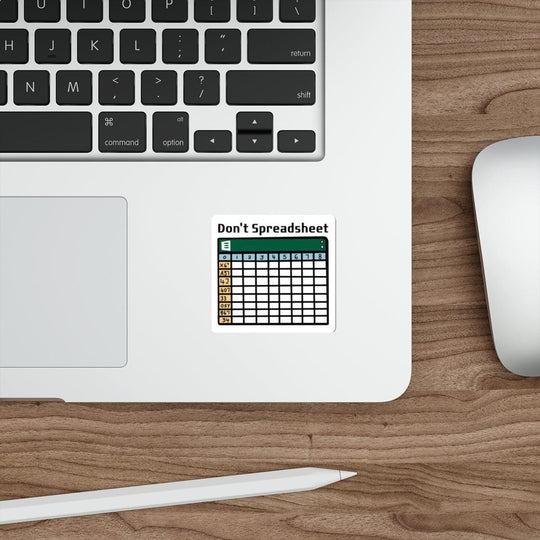 Fun waterproof sticker featuring a spreadsheet graphic, perfect for office humor. Baby Keo
