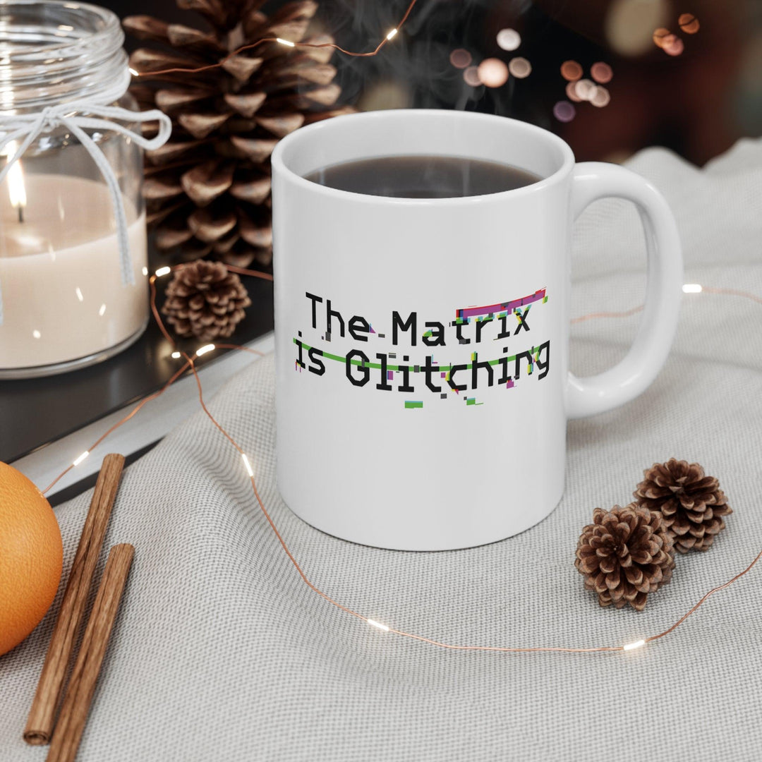 White ceramic mug featuring a retro digital font and the phrase &