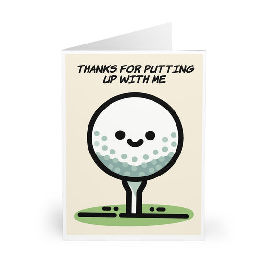 Fun card with a golf ball character and the phrase &