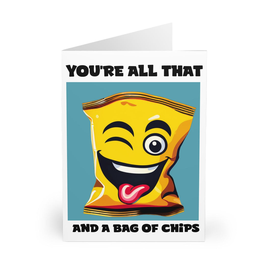 Fun and bold card featuring a bag of chips with the phrase 'You’re All That and a Bag of Chips.' A perfect card to show someone how awesome they are - Baby Keo