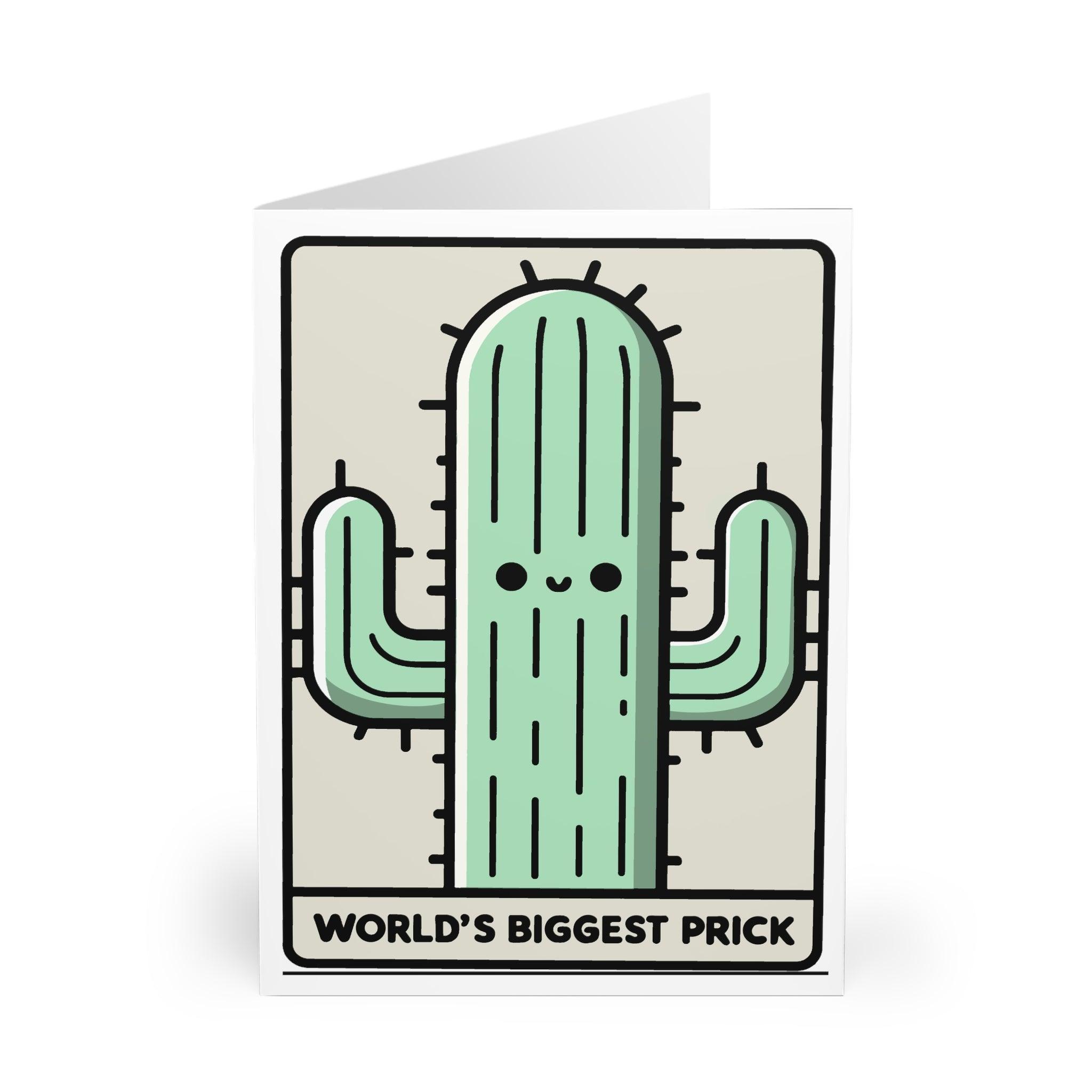 Humorous card with a cactus illustration and the phrase 'World’s Biggest Prick.' A funny, light-hearted card for someone who appreciates a good laugh - Baby Keo