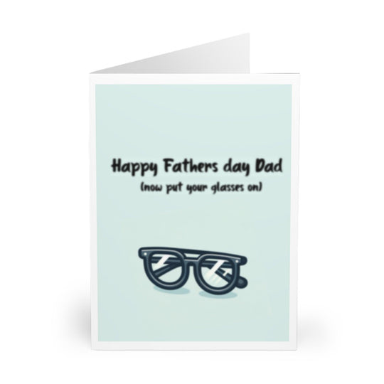 Funny Father’s Day card featuring a pair of glasses and the phrase &