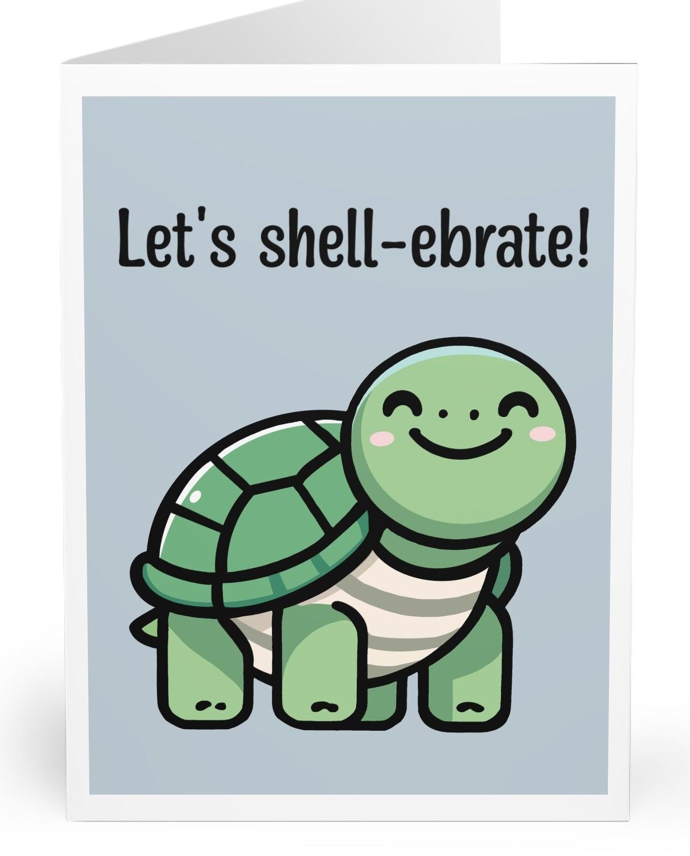 Adorable celebration card featuring a smiling turtle with the phrase 'Let's Shell-ebrate!' Ideal for birthdays or any joyful occasion - KEOLIX 
