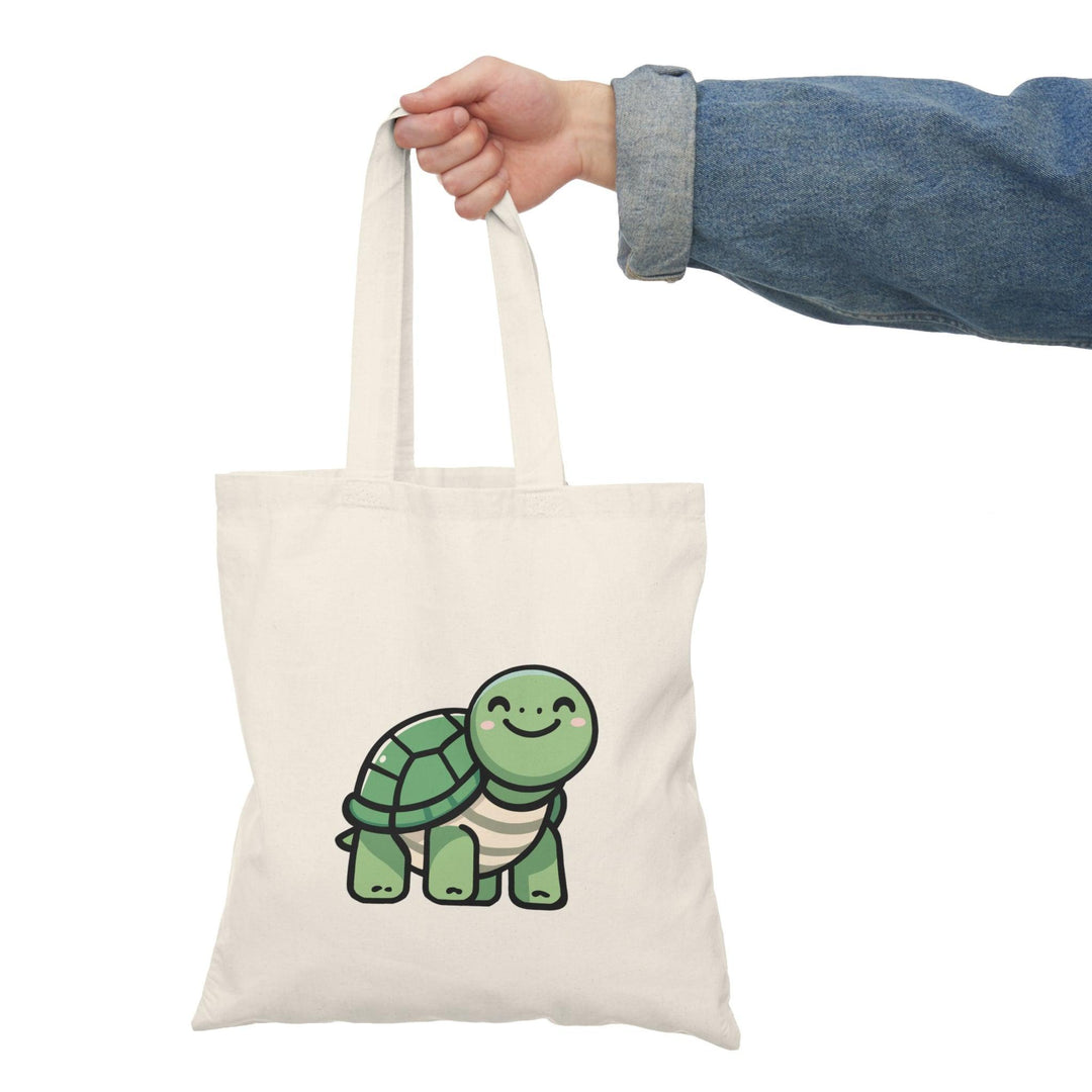 Eco-friendly canvas tote bag featuring a cute turtle illustration with the phrase 'Turtley awesome!' Perfect for animal lovers and sustainable shopping - Baby Keo.