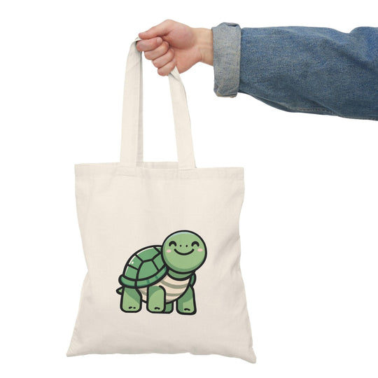 Eco-friendly canvas tote bag featuring a cute turtle illustration with the phrase 'Turtley awesome!' Perfect for animal lovers and sustainable shopping - Baby Keo.