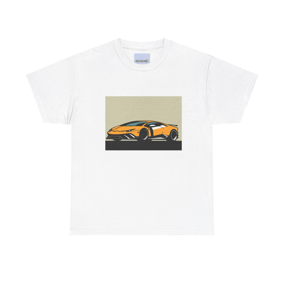 White T-shirt featuring an illustration of a sleek, high-performance sports car. A bold design for car enthusiasts and those with a love for luxury vehicles."