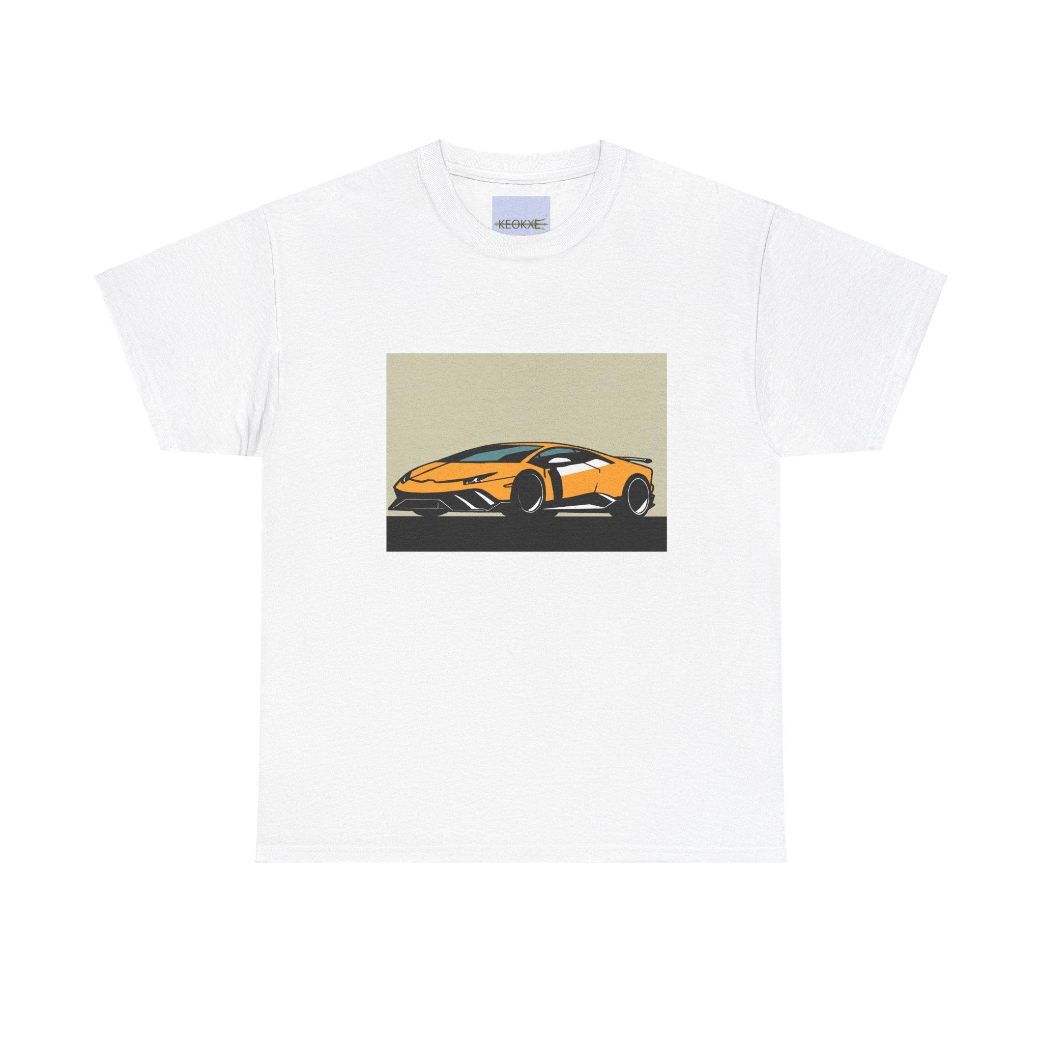 White T-shirt featuring an illustration of a sleek, high-performance sports car. A bold design for car enthusiasts and those with a love for luxury vehicles."