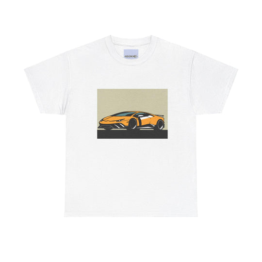 White T-shirt featuring an illustration of a sleek, high-performance sports car. A bold design for car enthusiasts and those with a love for luxury vehicles."