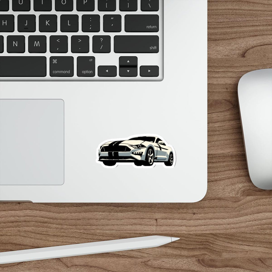 Minimalistic Mustang Waterproof Sticker - A classic white Mustang minimalist sticker, perfect for auto lovers. KEOLIX 