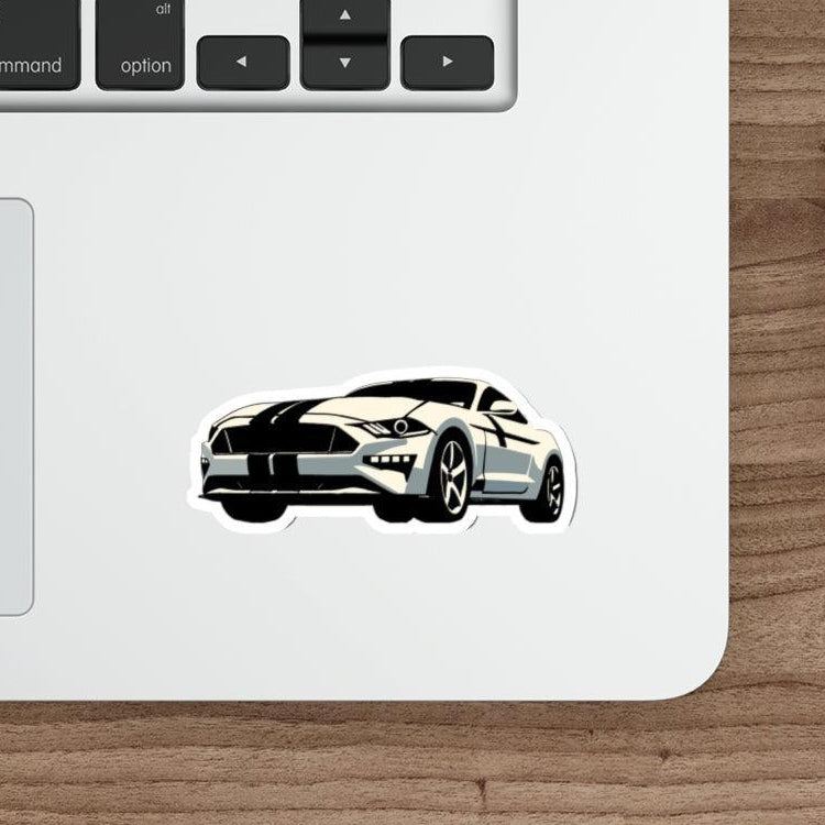 Minimalistic Mustang Waterproof Sticker - A classic white Mustang minimalist sticker, perfect for auto lovers. KEOLIX 