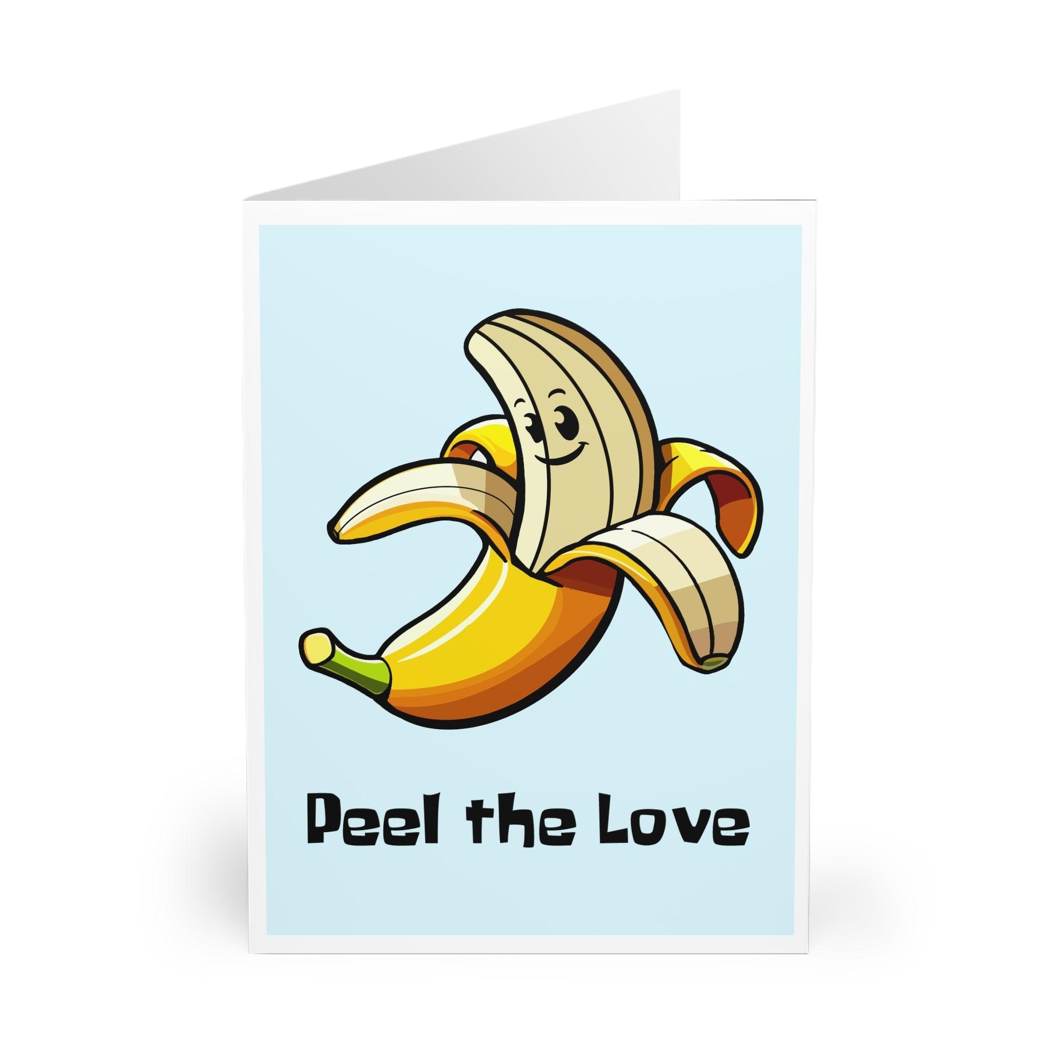 Pun-filled card featuring a happy banana illustration with the phrase 'Peel the Love.' A lighthearted card for sending some affection - Baby Keo.