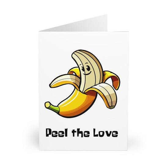 Pun-filled card featuring a happy banana illustration with the phrase 'Peel the Love.' A lighthearted card for sending some affection - Baby Keo.