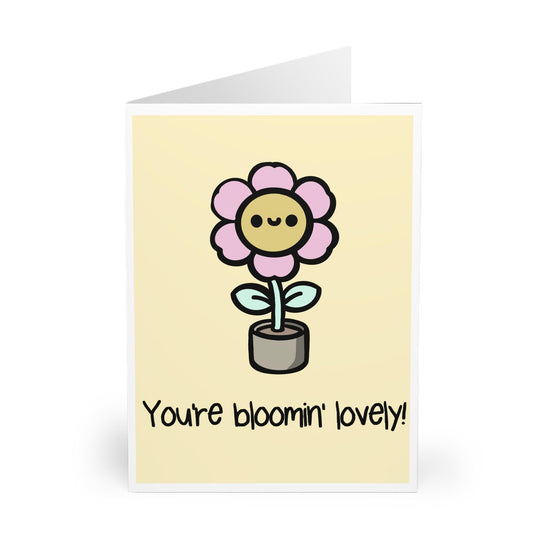 Cute floral-themed card with an illustrated flower and the phrase &