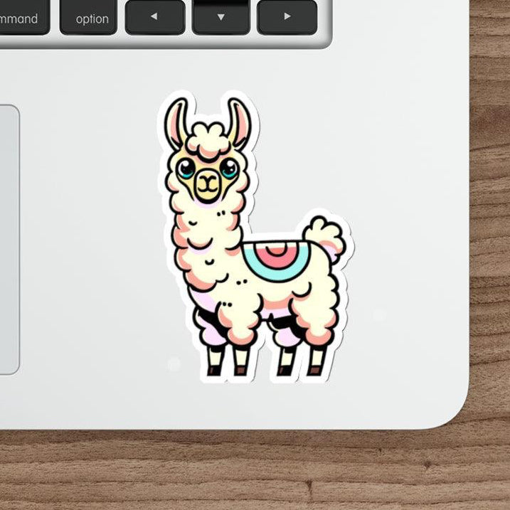 A charming cartoon-style illustration of a llama. Bright and fun for any surface. KEOLIX