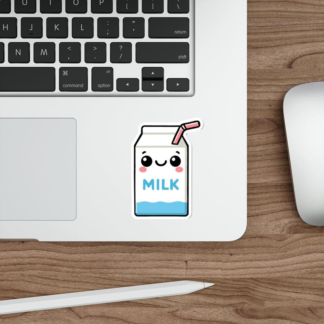 A charming waterproof sticker of a milk carton with a cute face, perfect for adding a fun and whimsical touch to your belongings -KEOLIX 