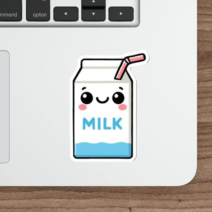 A charming waterproof sticker of a milk carton with a cute face, perfect for adding a fun and whimsical touch to your belongings -KEOLIX 