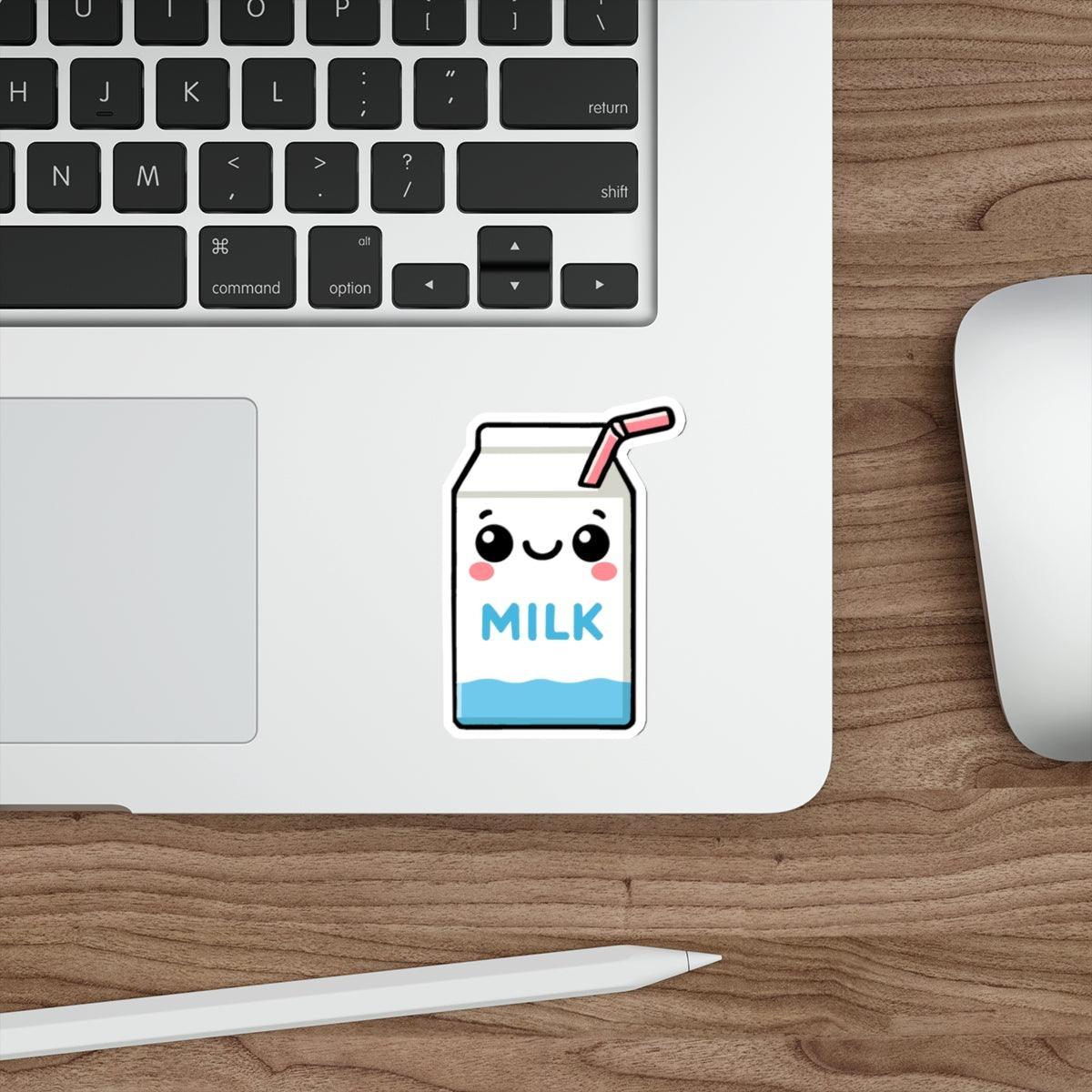 A charming waterproof sticker of a milk carton with a cute face, perfect for adding a fun and whimsical touch to your belongings -KEOLIX 