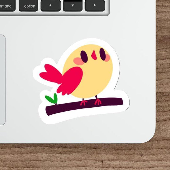 A cute cartoon bird sitting on a branch in a colorful design. Perfect for nature lovers or adding charm to notebooks KEOLIX 