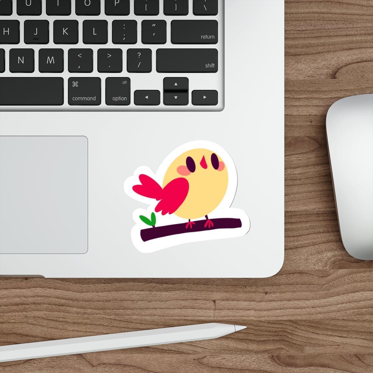A cute cartoon bird sitting on a branch in a colorful design. Perfect for nature lovers or adding charm to notebooks KEOLIX 