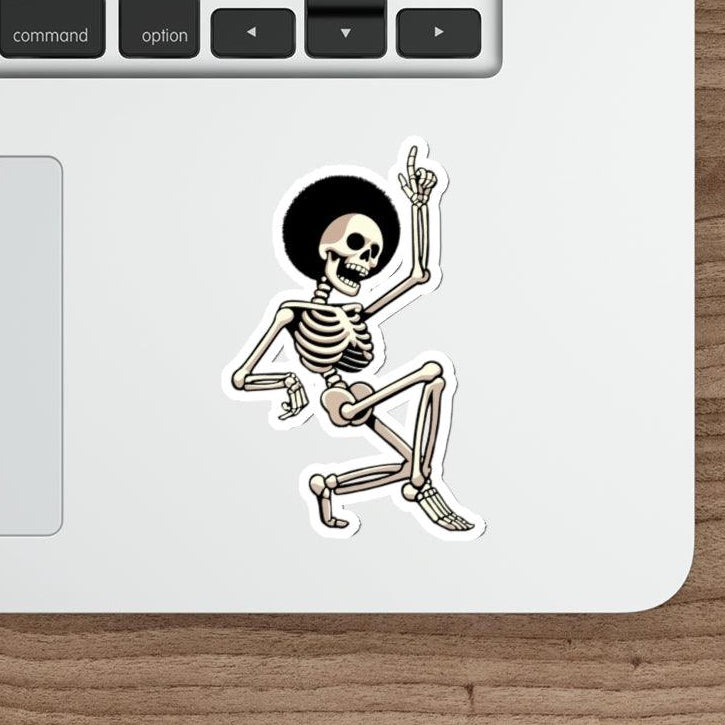 Dancing skeleton waterproof sticker, great for adding a fun Halloween vibe to your personal items. KEOLIX 