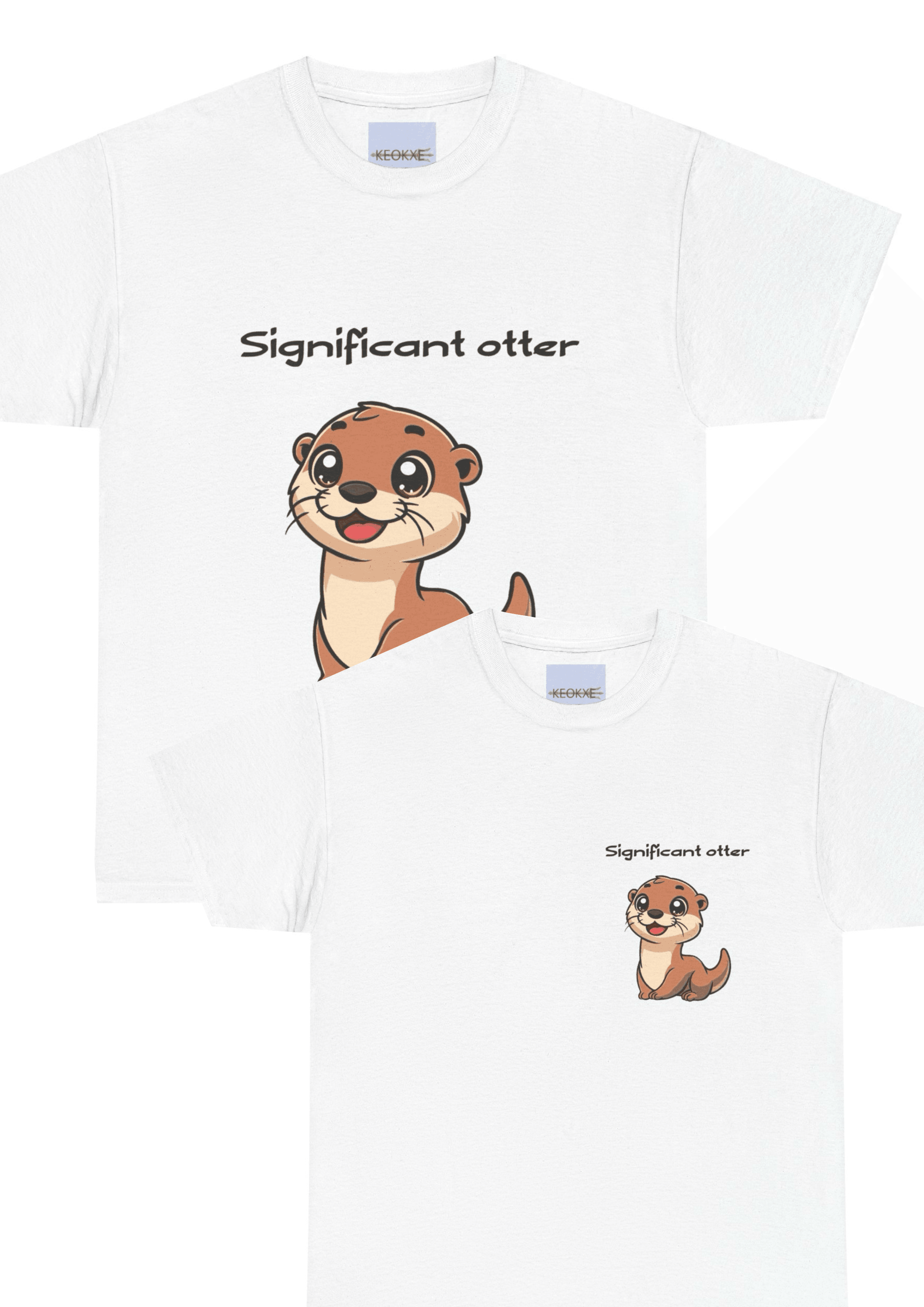 White T-shirt featuring a cute cartoon otter with the phrase 'Significant Otter.' A sweet and pun-filled design, perfect for otter lovers and those who appreciate adorable wordplay