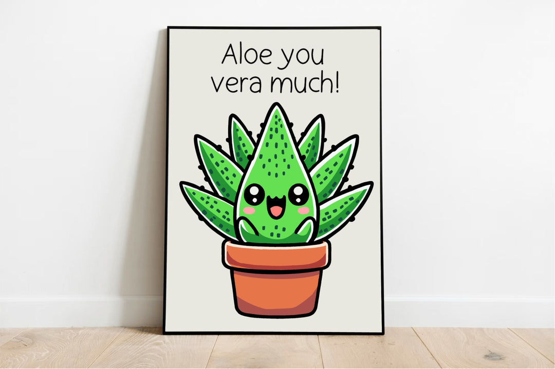 aloe vera plant cartoon Aloe You Vera Much Art Print