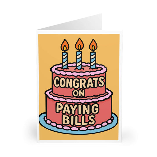 Greeting card with a cake illustration and &