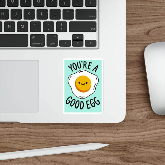 A fun and playful waterproof sticker featuring a fried egg with a smiling face and the phrase "You&